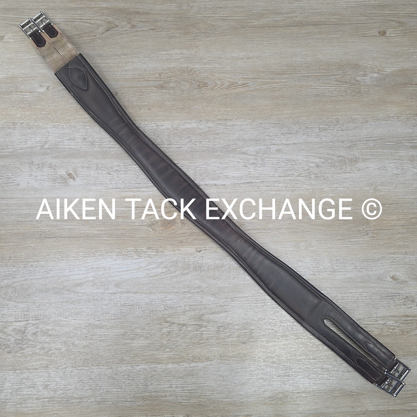 SmartPak Fancy Stitch Girth with Elastic on One Side, Brown, 48"