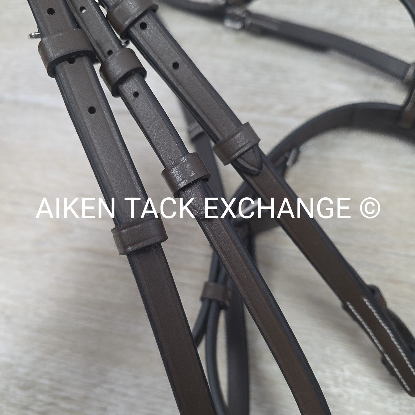 HDR Pro Mono Crown Flash Bridle with Rubber Reins, Havana, Size Full/Horse