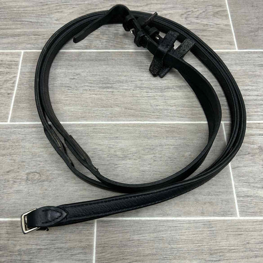 Stubben NT Leather Reins with Extra Grip Rubber Lining, Black, 55"