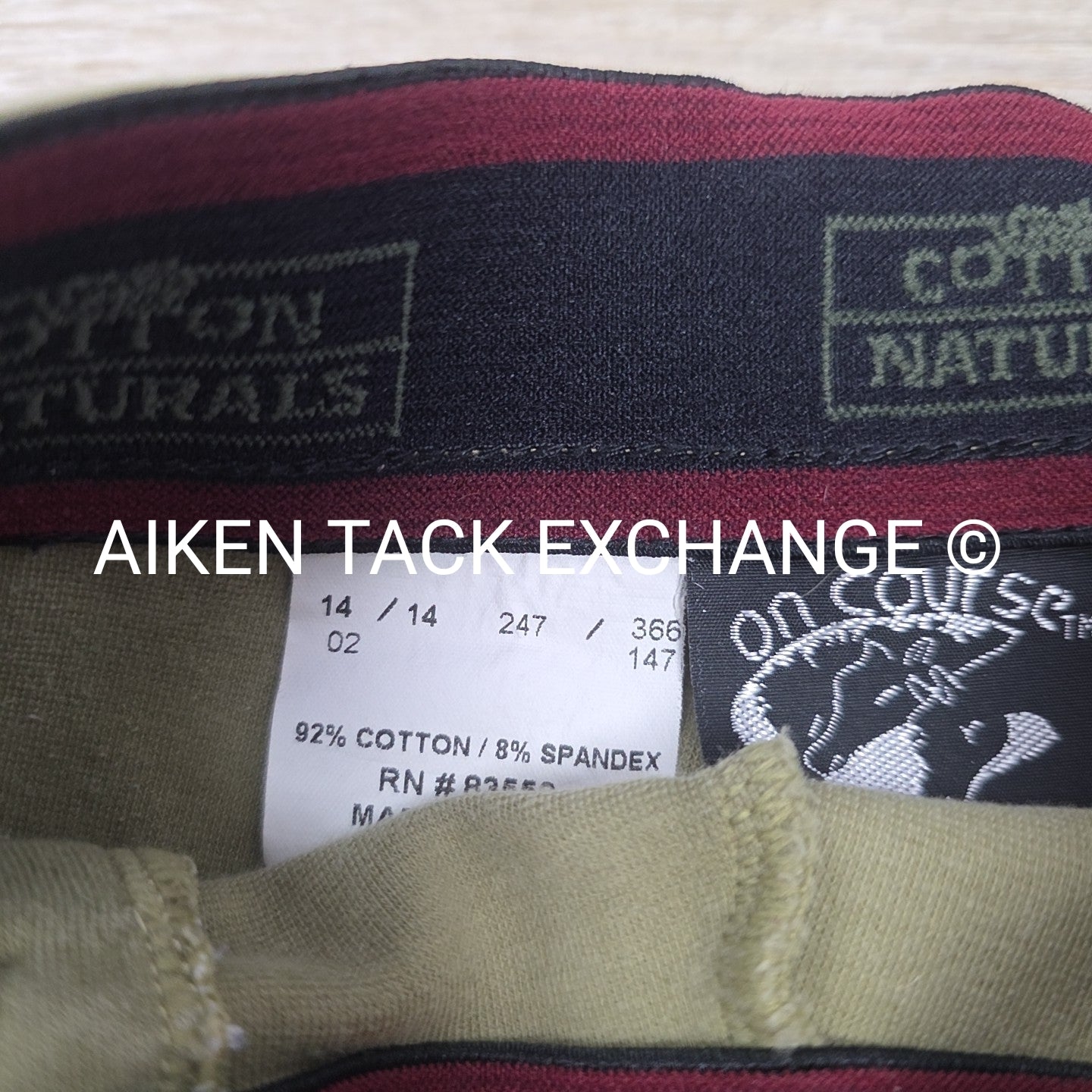 On Course Cotton Naturals Knee Patch Breeches, Size 14