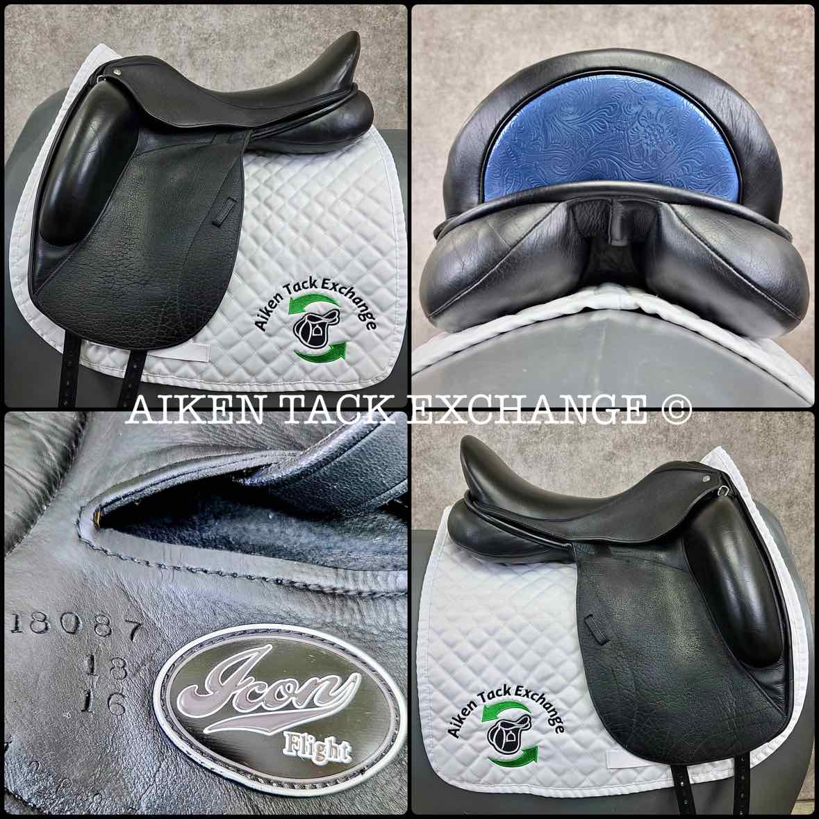 2019 Custom Saddlery Icon Flight Monoflap Dressage Saddle, 18" Seat, Adjustable Tree, Wool Flocked Panels