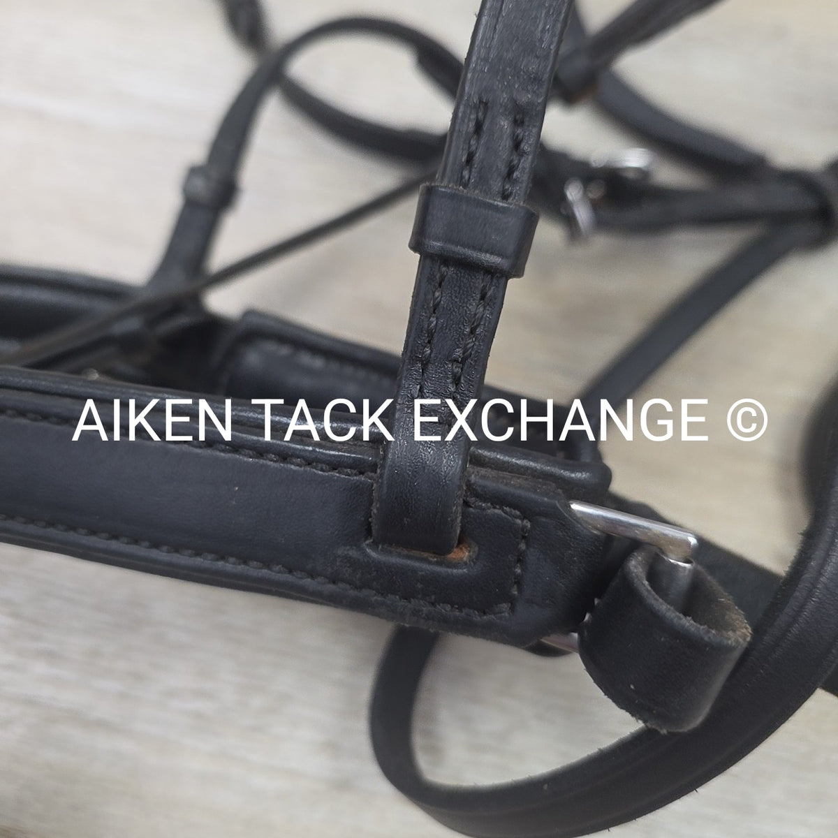 Plain Monocrown Bridle with Red Barn Calf Lined Dressage Reins, Black, Size Full