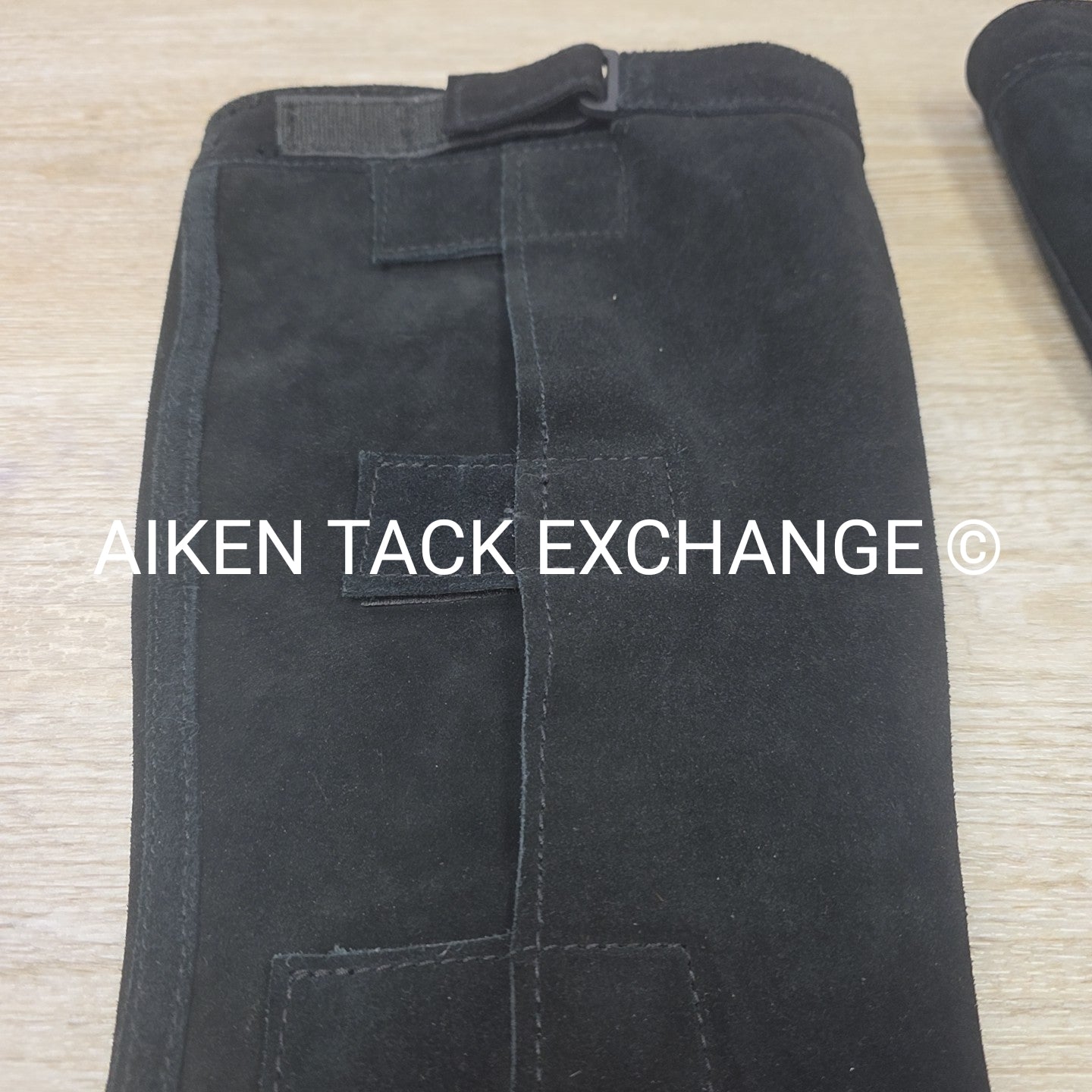Suede Half Chaps, Black, Size Large