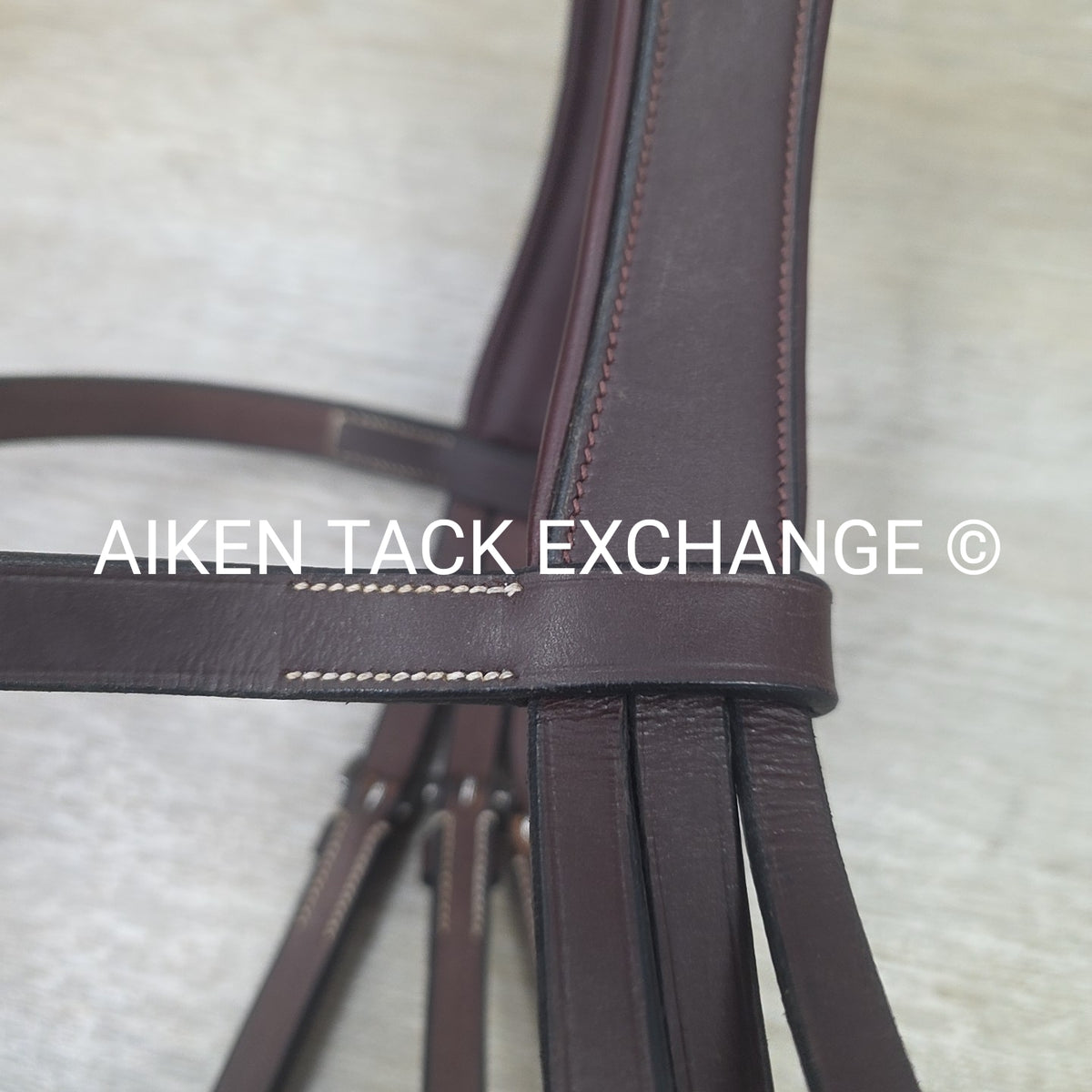 Monocrown Flat Hunt Bridle, No Reins, Brown, Oversize