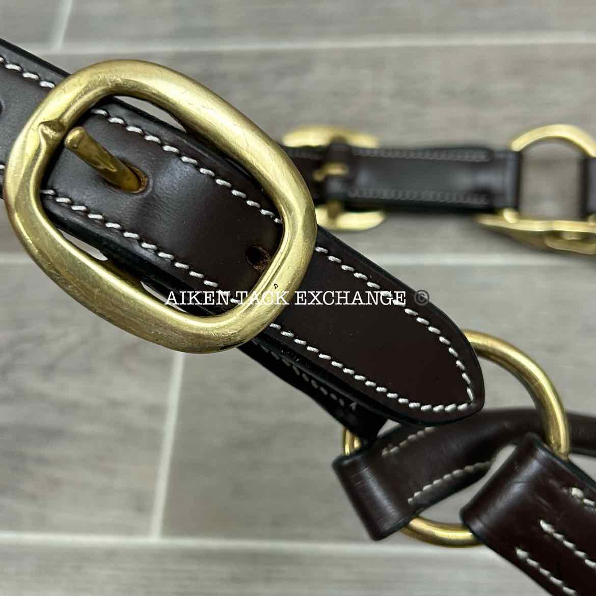 KL Select Black Oak Pine Leather Halter, Brown/Brass, Size Full