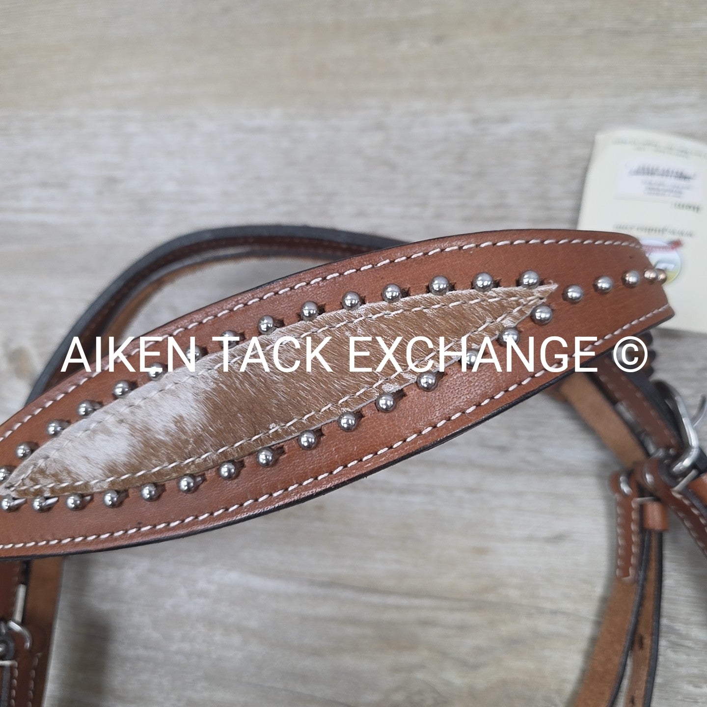 Royal King Browband Headstall with Hair Overlay, Brown, Size Full