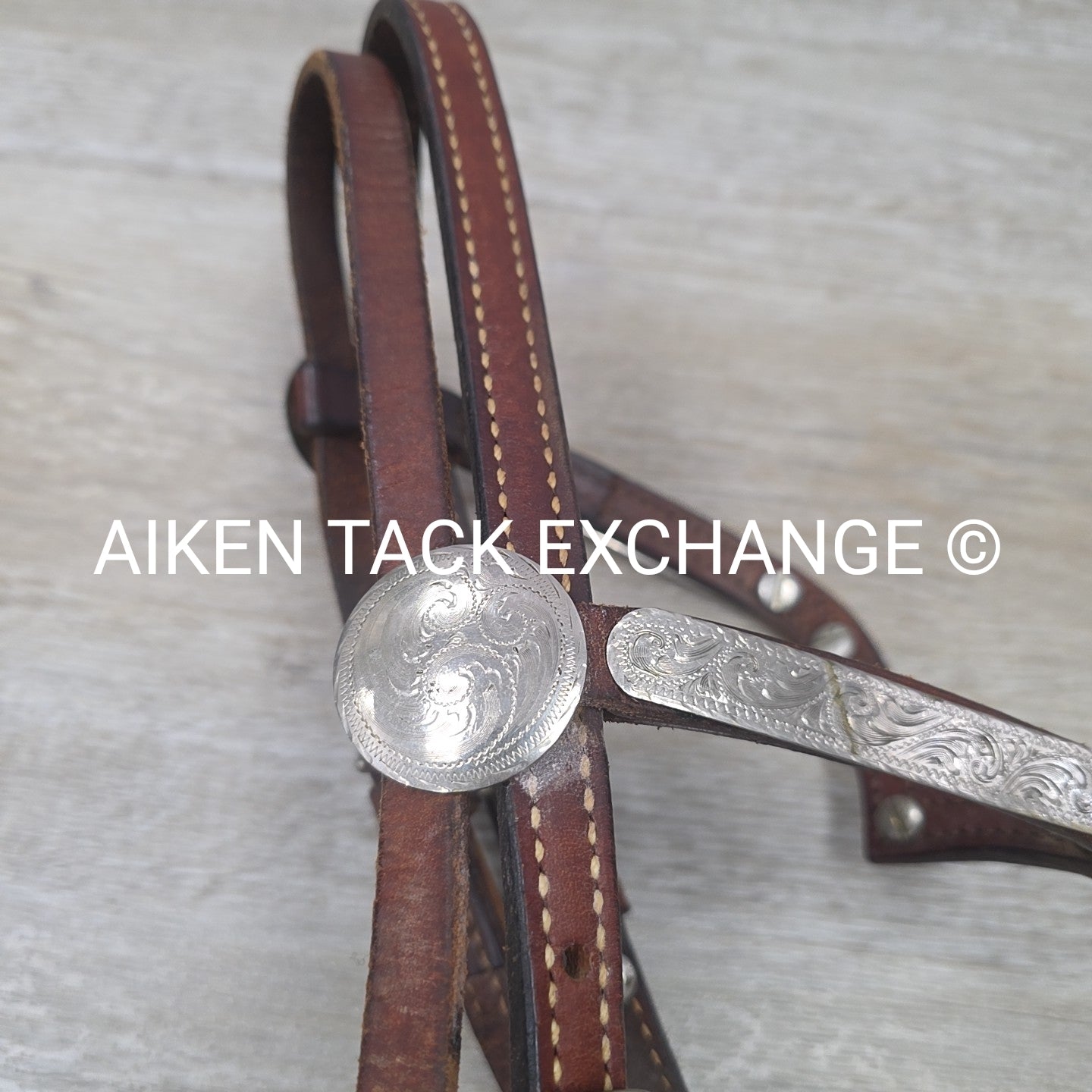 Tory Leather Silver V-Brow Western Headstall, No Reins