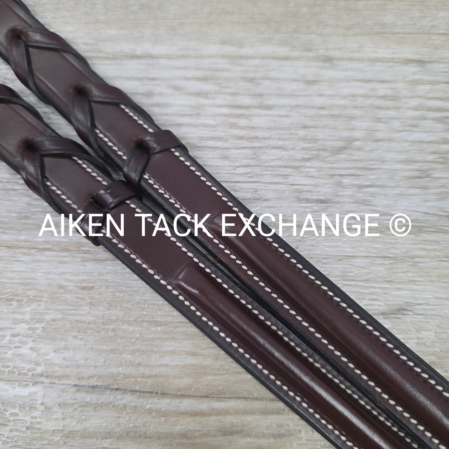 KL Select Square Raised Fancy Stitched Laced Reins, Brown, Size Full