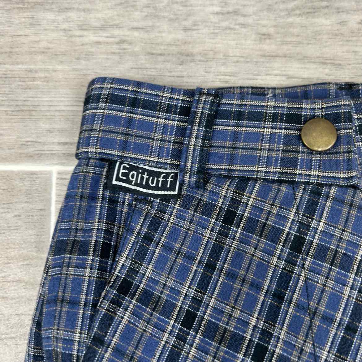 Eqituff Women's Knee Patch Breeches, Blue Plaid, Size 22 L, Brand New