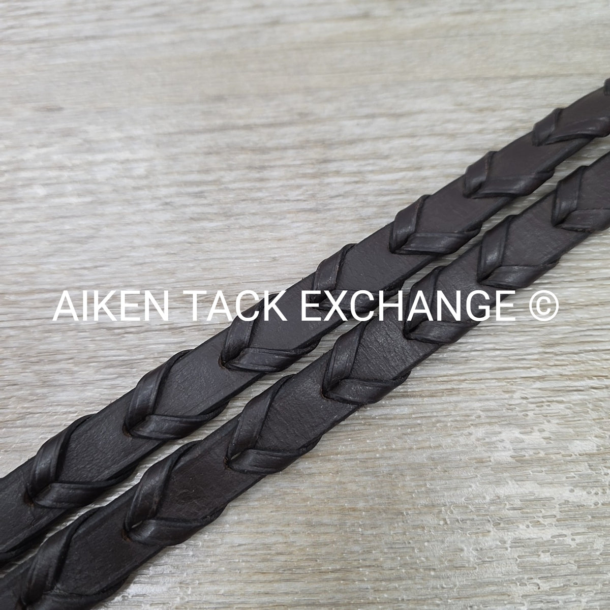 Flat Laced Reins, Brown, 56"