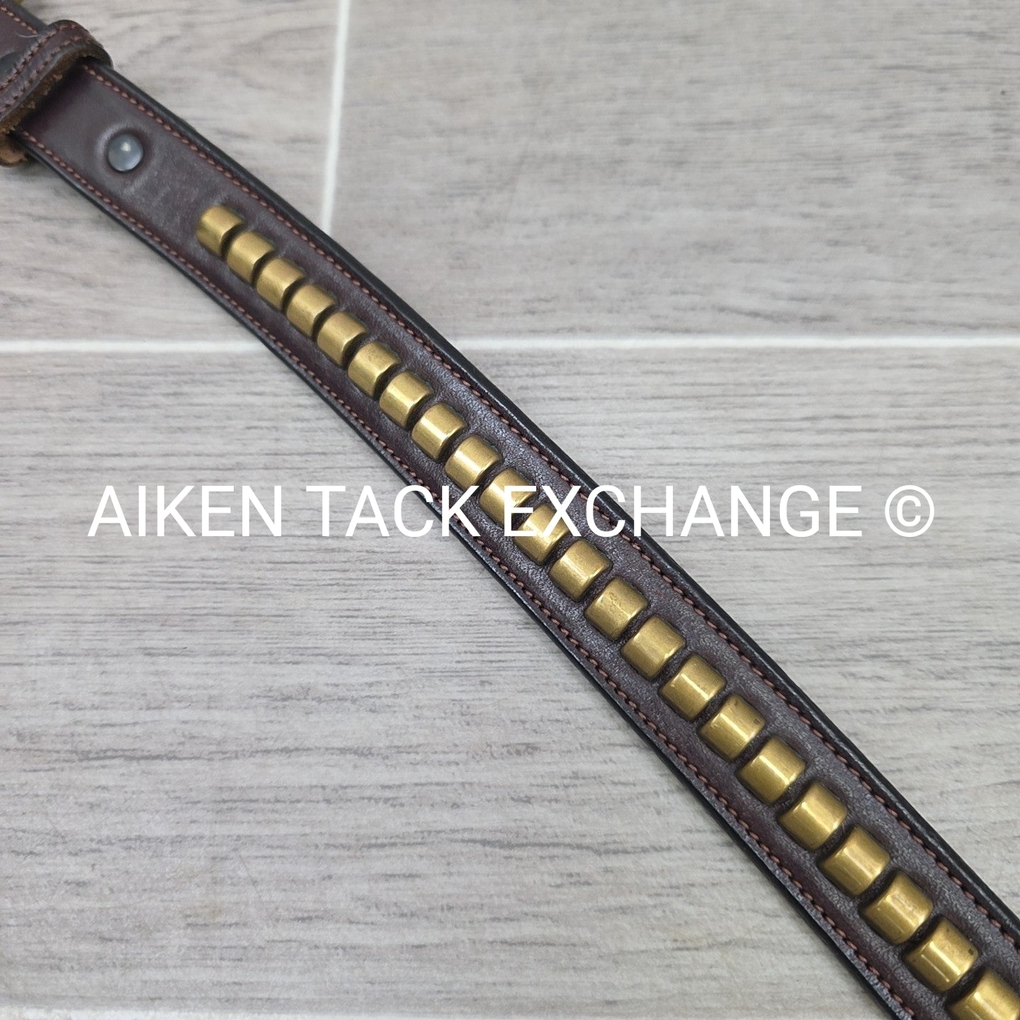 Tory Leather Brass Clincher Belt, Medium