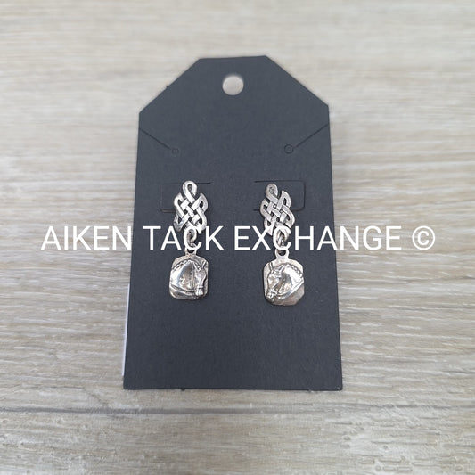 Sterling Silver Celtic Knot Horse Head Earrings