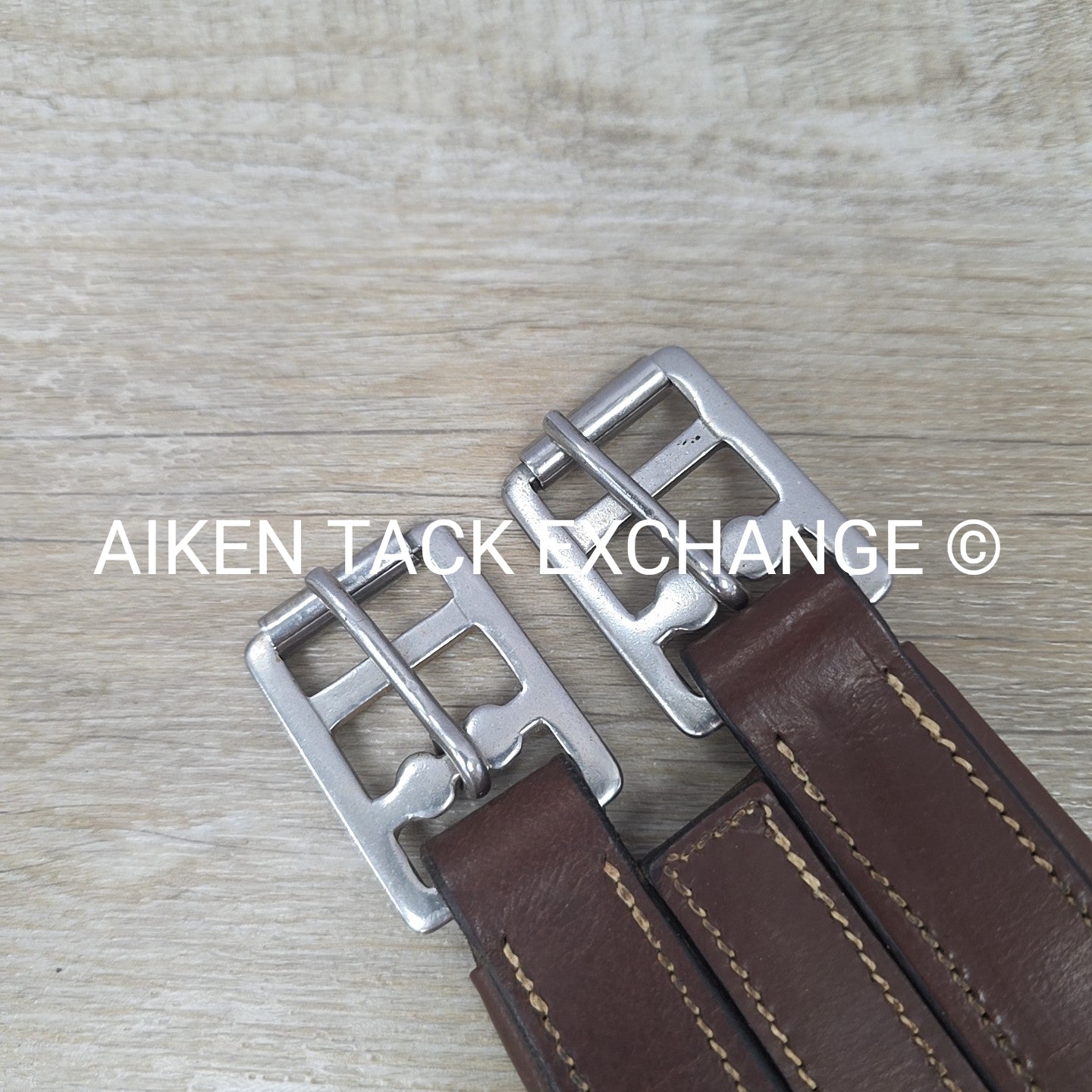 Leather Girth with Single End Elastic, Brown, 52"