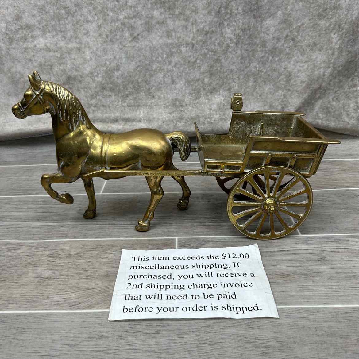 Brass Horse & Buggy Figurine