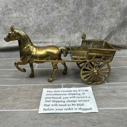 Brass Horse & Buggy Figurine