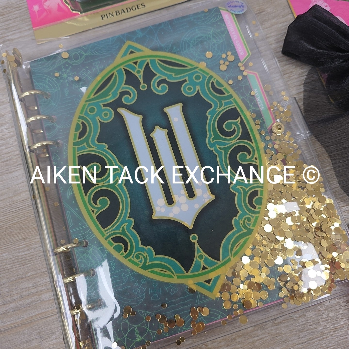 Claire's Wicked Bundle: Shaker Planner, Pin Badges, Bath Kit, Hair Clip