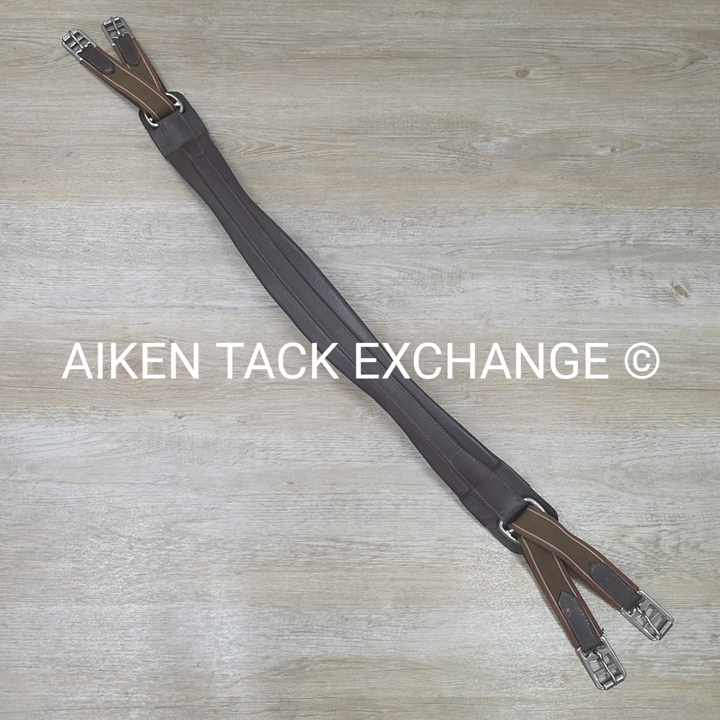 Leather Double End Elastic Equalizer Girth, Brown, 48"