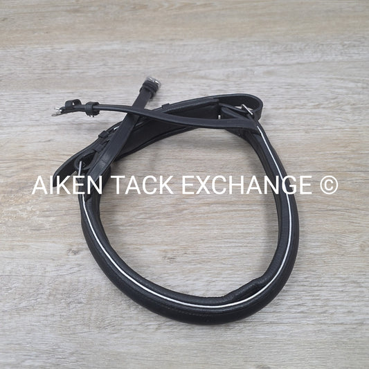 Padded Crank Noseband for Monocrown Bridle, Black with Silver, Size Full