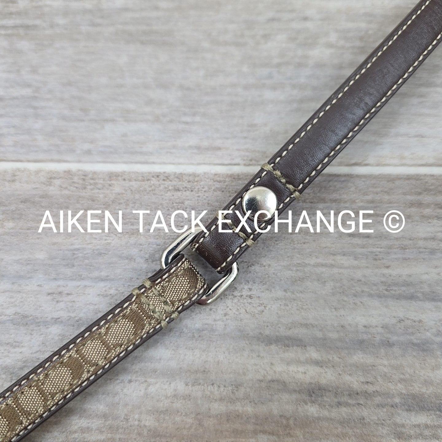 Coach Canvas Dog Collar w/ Matching Leash, Size Small