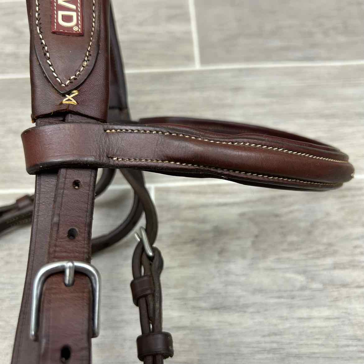 CWD Raised Fancy Stitched Noseband with Matching Laced Reins, Brown, Size Full (