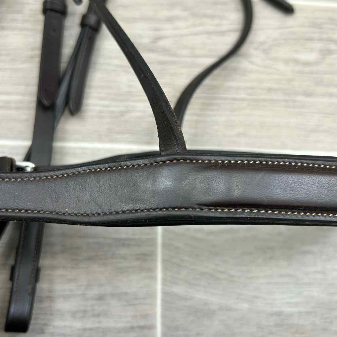 Padded Square Raised Fancy Stitch Monocrown Hunter Bridle, No Reins, Oversize