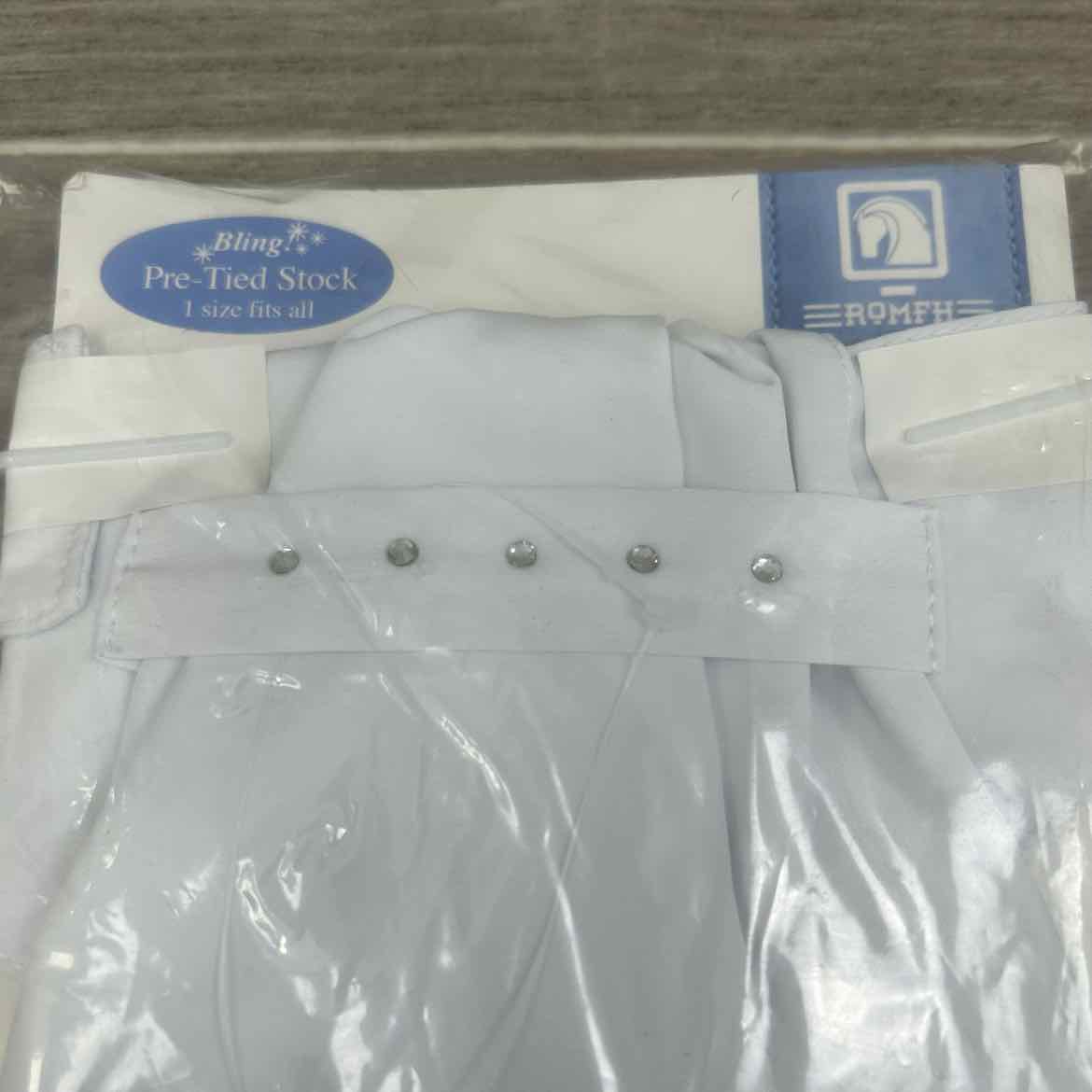 Romfh Bling Pre Tied Bling Stock Tie, White, One Size, Brand New