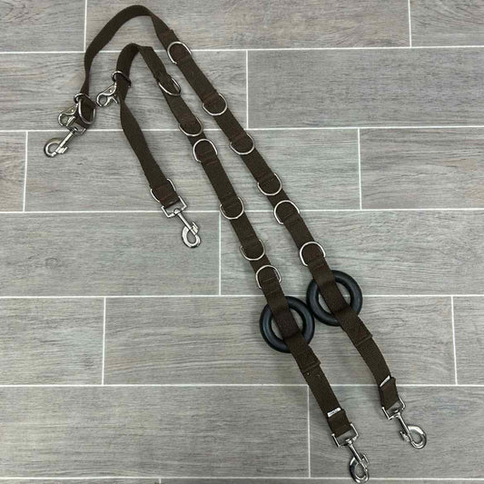 Cotton Web Side Reins with Rubber Donut, Brown, Size Pony, Brand New