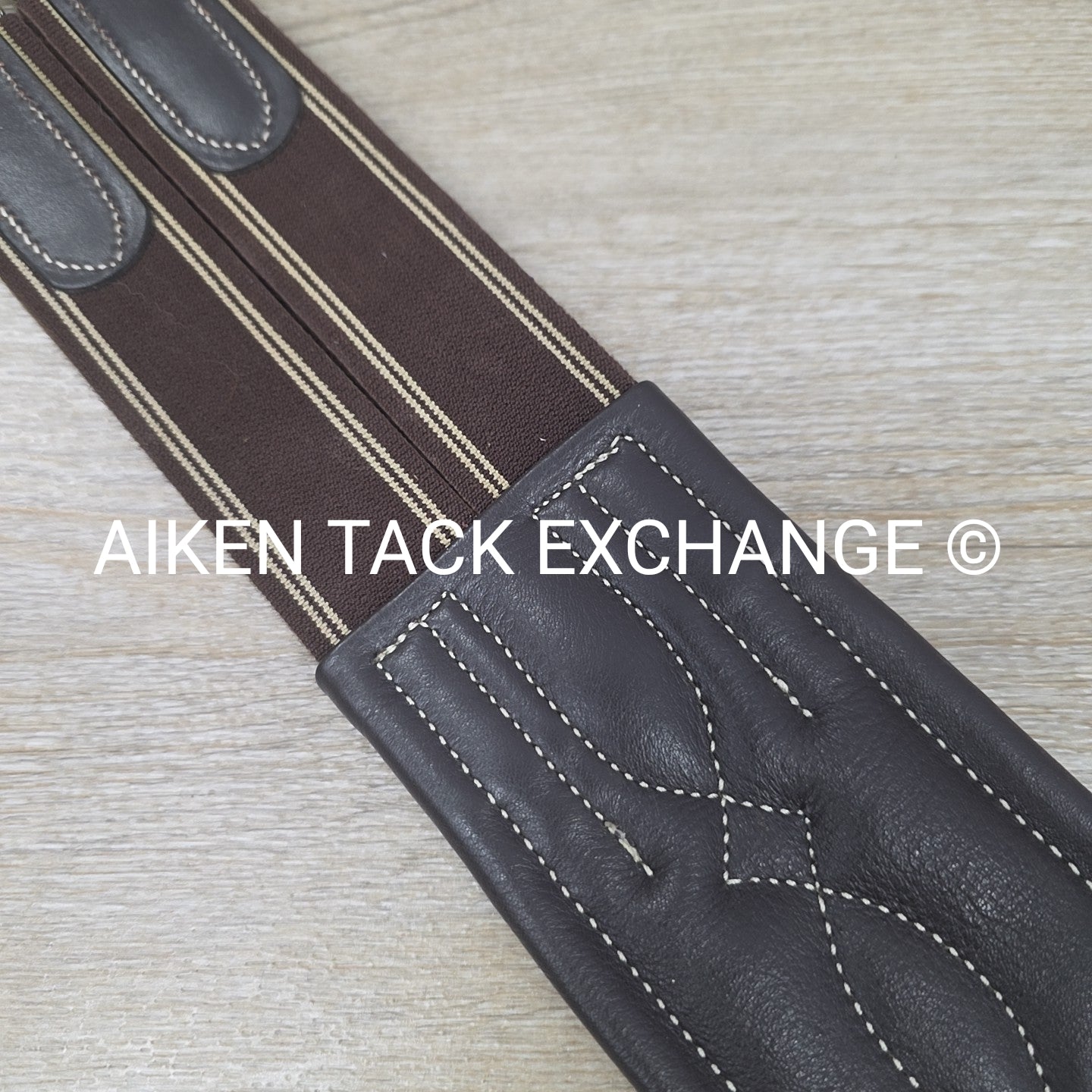 Fancy Stitched Girth with Double End Elastic, Brown, 48"