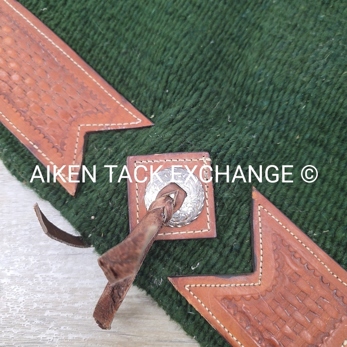 Western Saddle Pad with Tooled Leather Trim