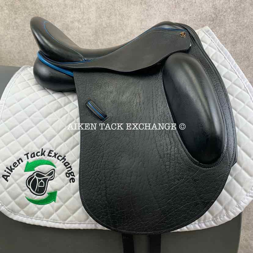 2022 Fluff's Saddlery Dressage Saddle, 17" Seat, Medium Wide Tree, Wool Flocked Panels with Shoulder Relief, Buffalo Leather