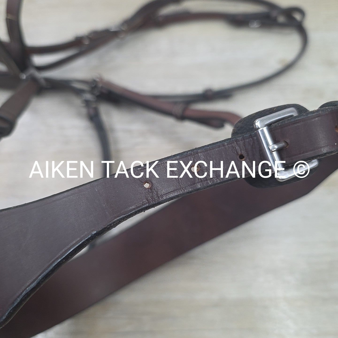 Monocrown Flat Hunt Bridle, No Reins, Brown, Oversize