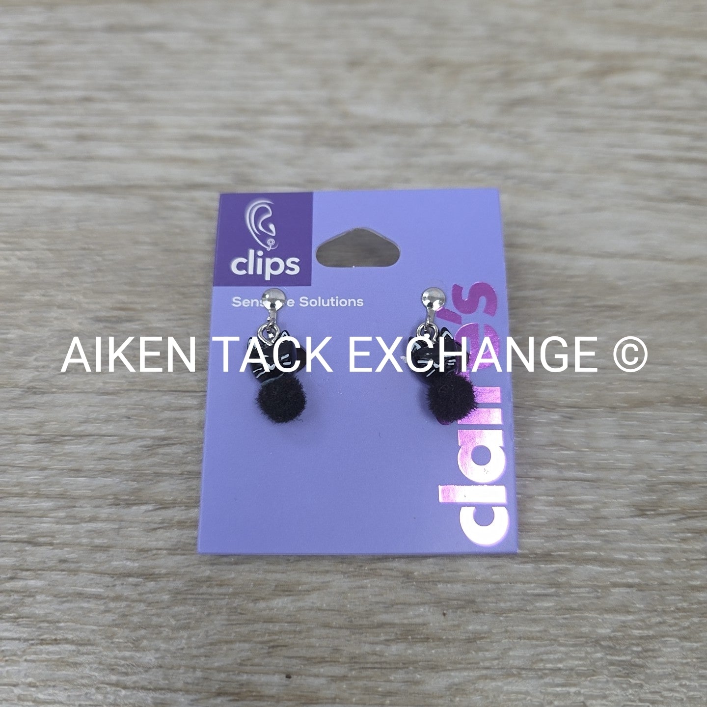 Claire's Fuzzy Black Cat Clip On Earrings