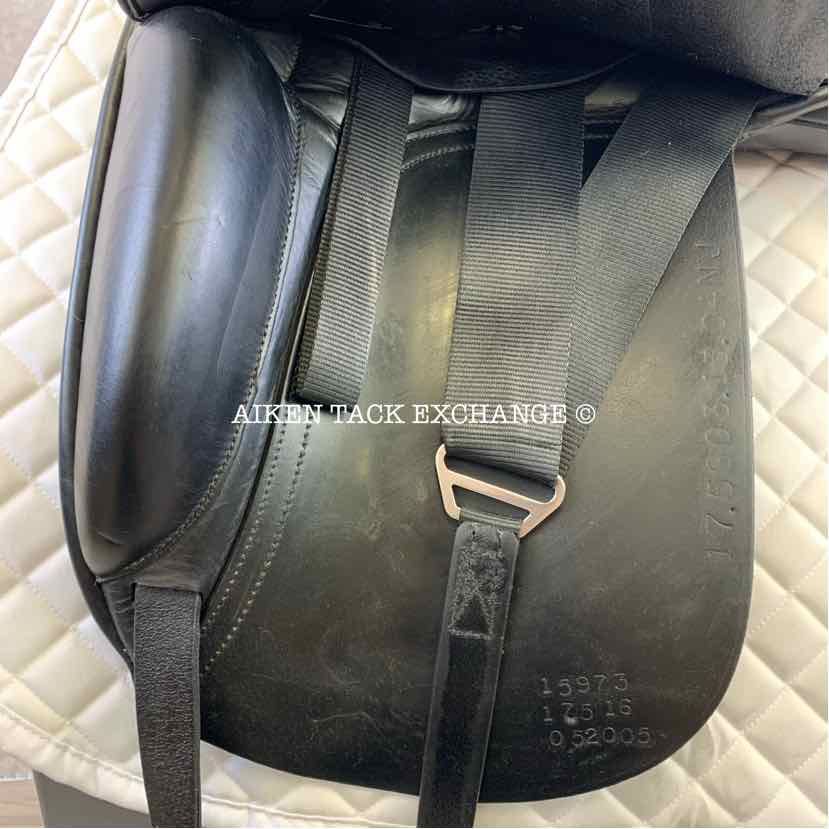 **SOLD** 2004 Custom Saddlery VLX Dressage Saddle, 17.5" Seat, Adjustable Tree, Wool Flocked Panels, Buffalo Leather