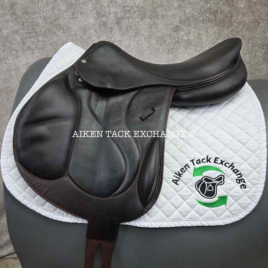 2012 Devoucoux Chiberta Monoflap Jump Saddle, 18" Seat, Medium Wide Tree, 3AR Flap, Foam Panels, Full Buffalo Leather