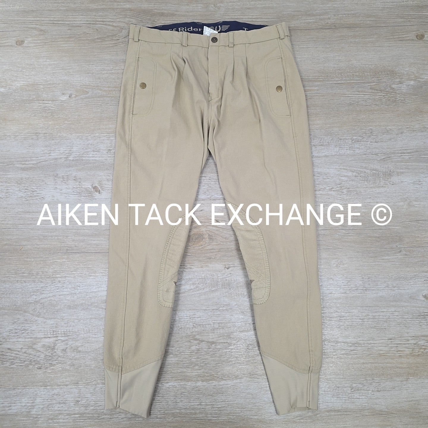 TuffRider Front Zip Knee Patch Breeches, Men's 34