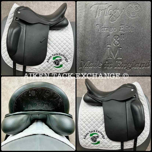 2022 Trilogy Verago Elite Dressage Saddle, 18" Seat, Medium Tree, Wool Flocked Panels