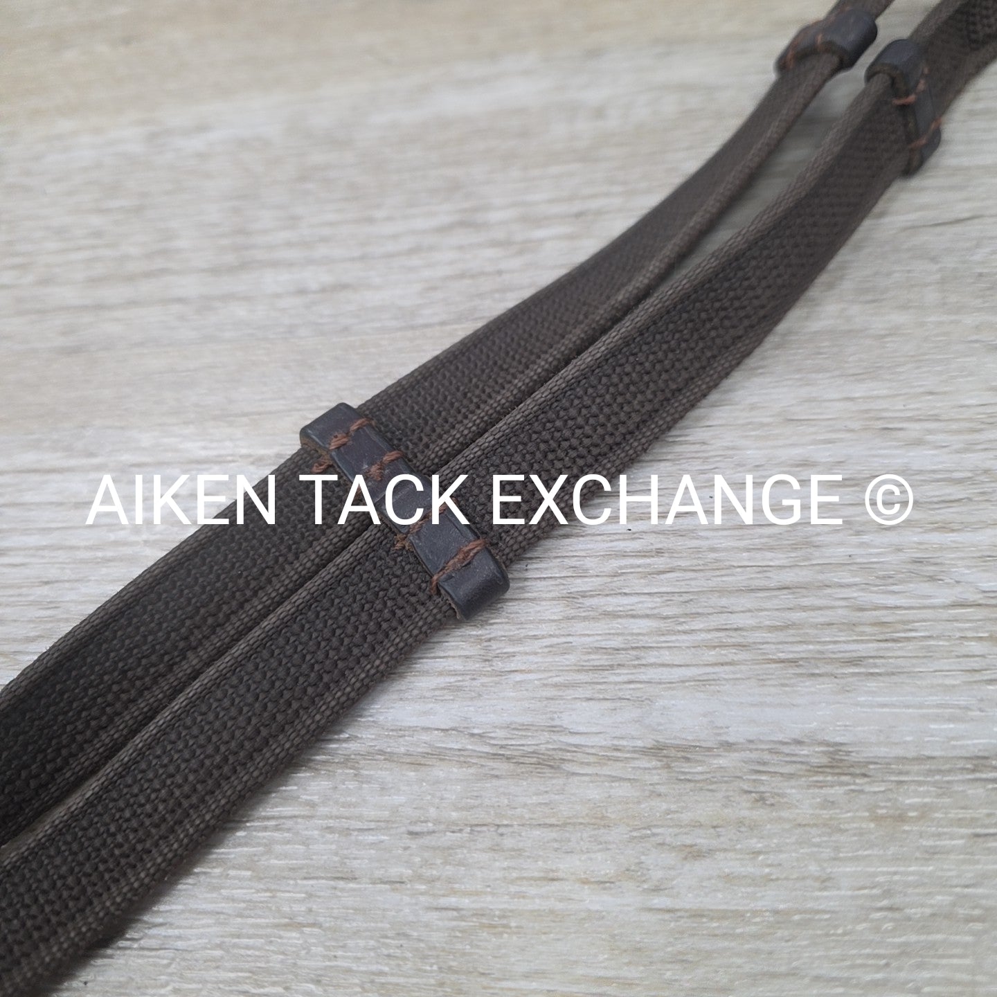Rubberized Grip Reins with Hand Stops, Brown & Brass, 58"