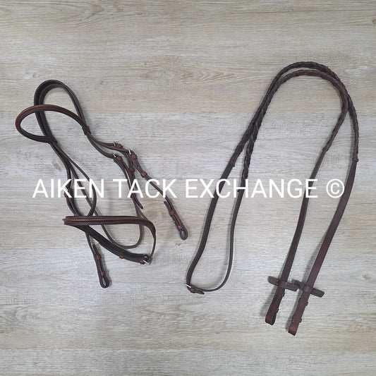 Stubben Bridle with Laced Reins, Brown, Size Full (has damage)