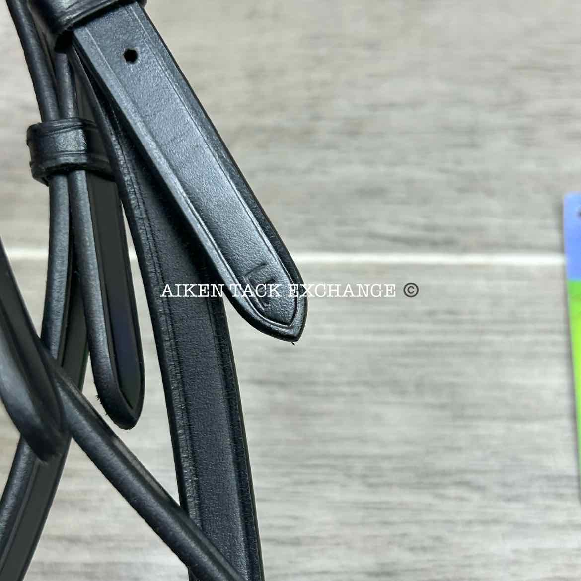 KL Select Red Barn Arena Ergonomic Bridle with Reins, Black, Size Full