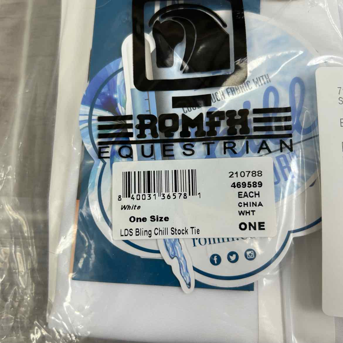 Romfh Bling Pre Tied Bling Stock Tie, White, One Size, Brand New