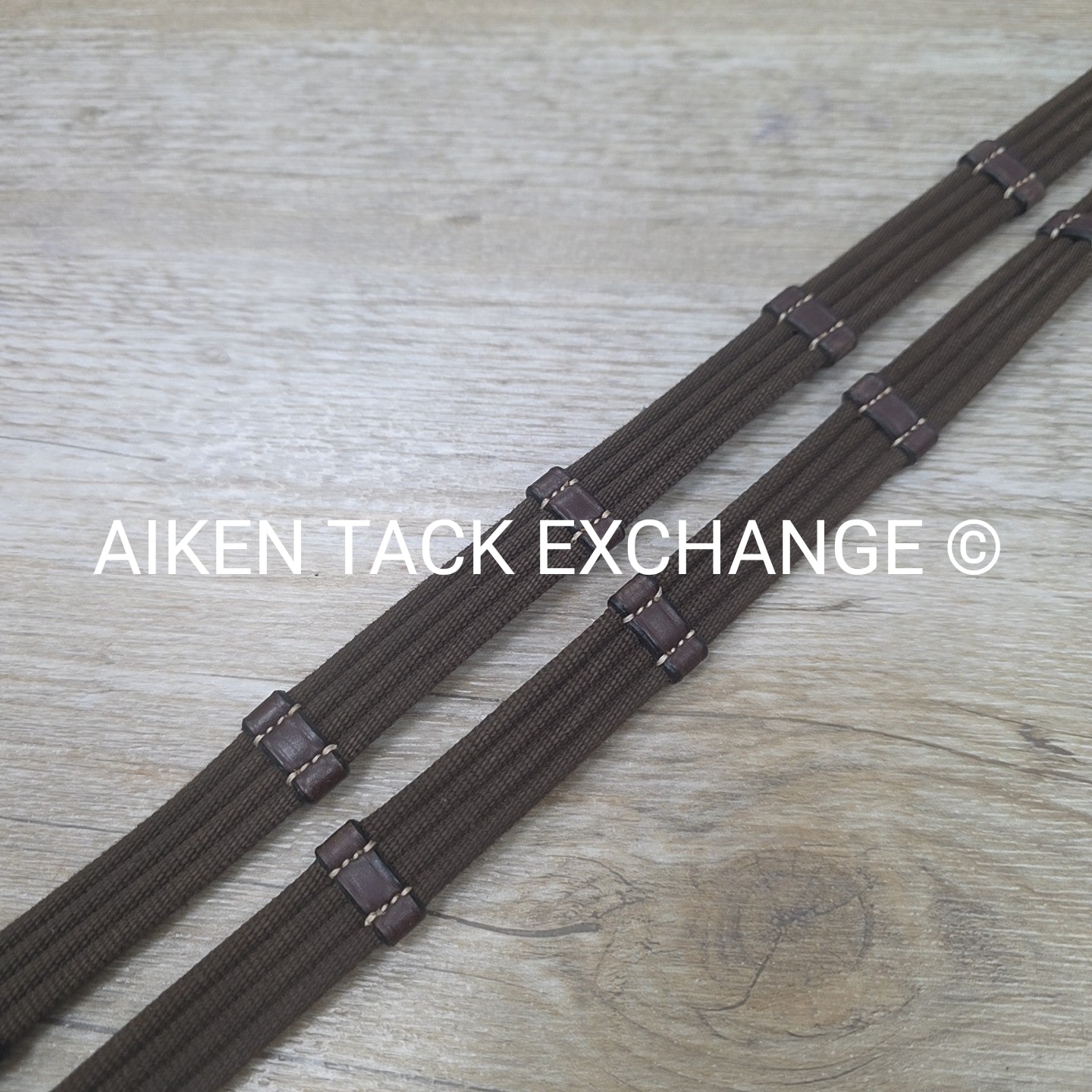 Dy'on Fancy Stitched Cotton Web Reins, Brown, Size Full