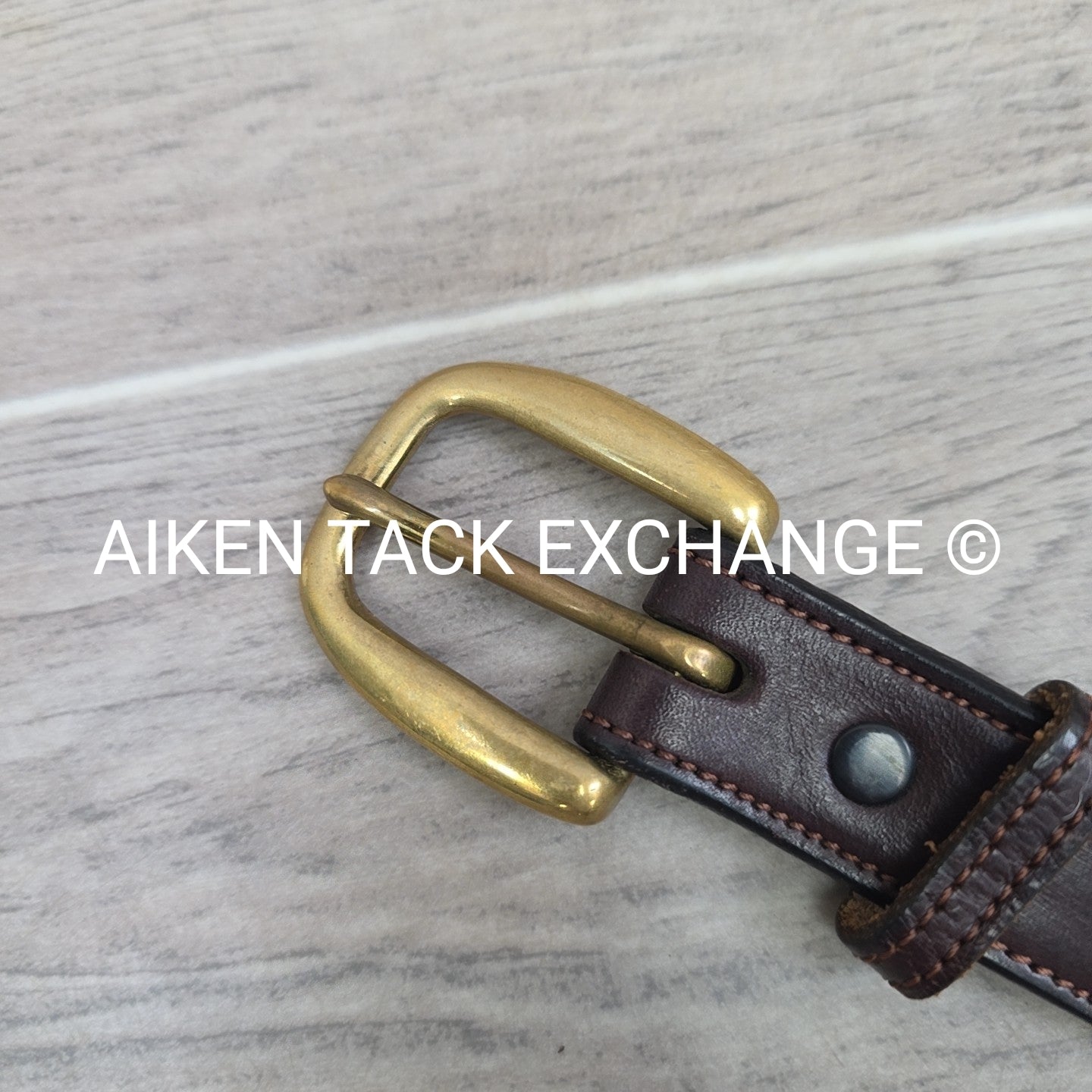 Tory Leather Brass Clincher Belt, Medium