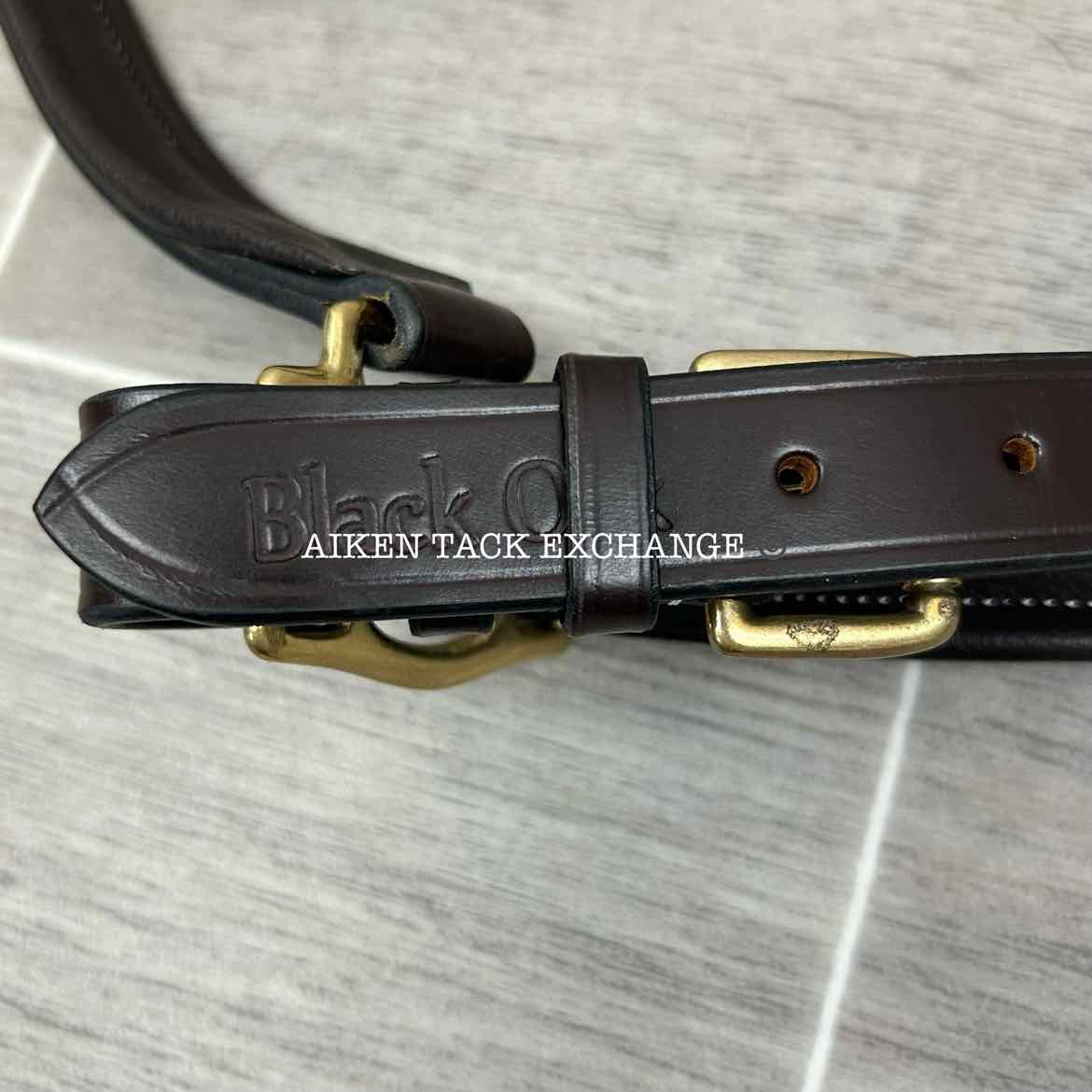 KL Select Black Oak Willow Padded Leather Halter, Brown/Brass, Size Pony