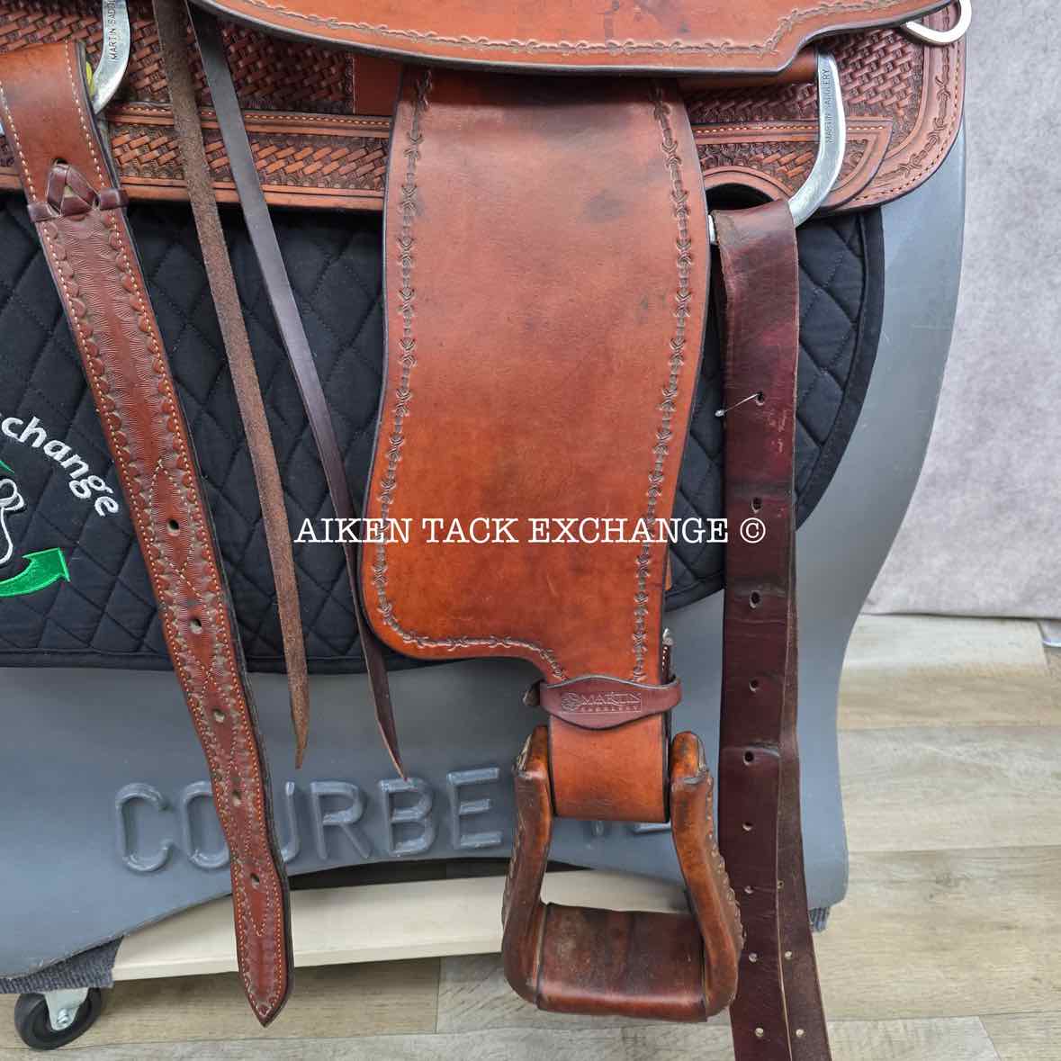 Martin Saddlery Western Saddle, 17.5" Seat, Wide Tree - Full QH Bars