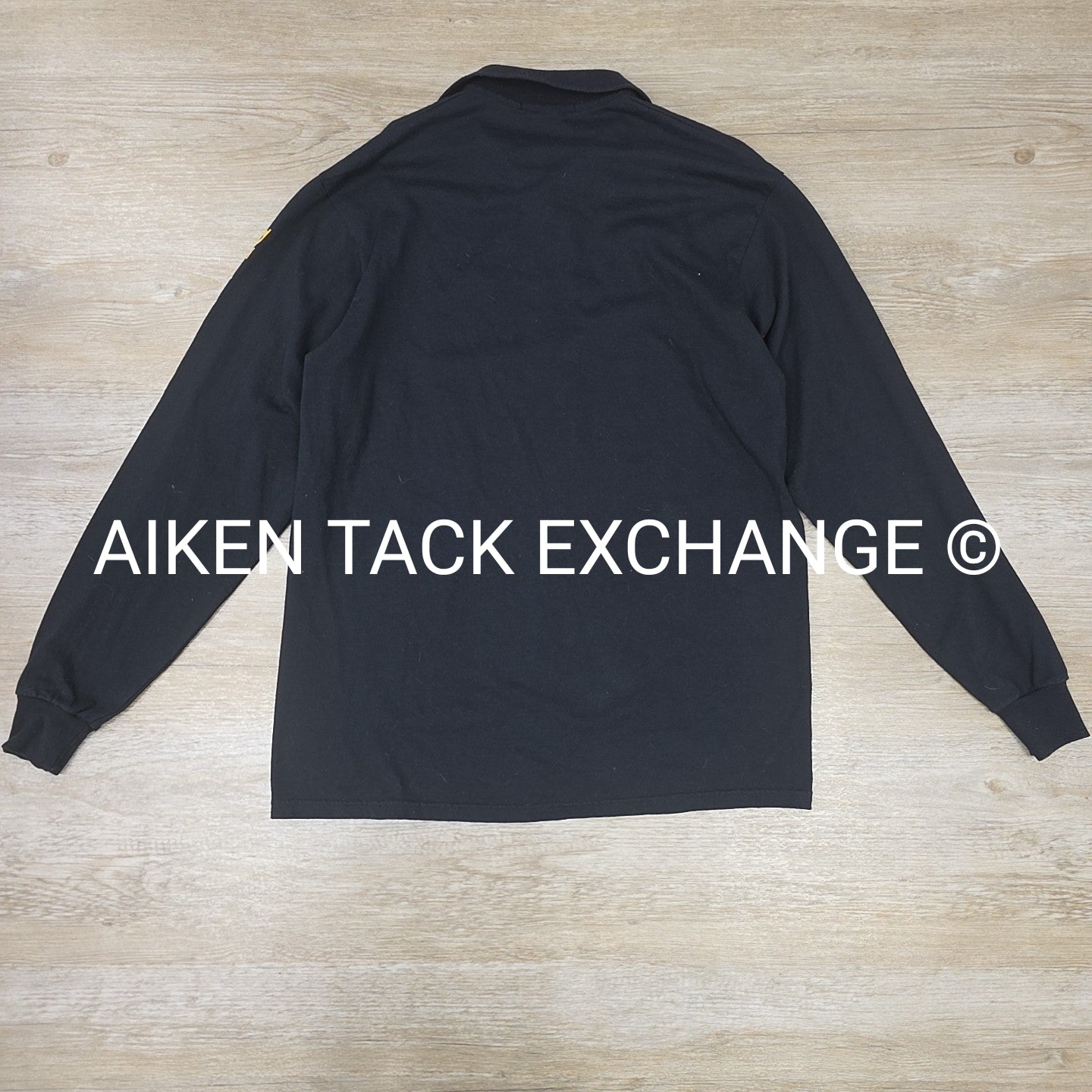 Black Country Long Sleeve Collared Top, Size Medium