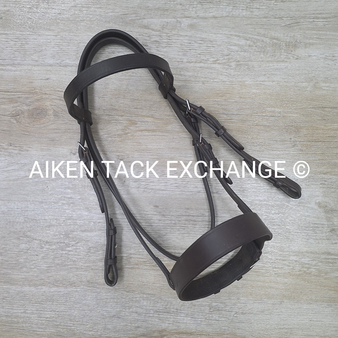 Bobby's English Tack Heavy Duty Flat Hunt Bridle, No Reins, Brown, Size Cob