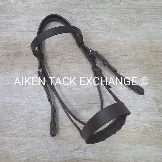 Bobby's English Tack Heavy Duty Flat Hunt Bridle, No Reins, Brown, Size Cob