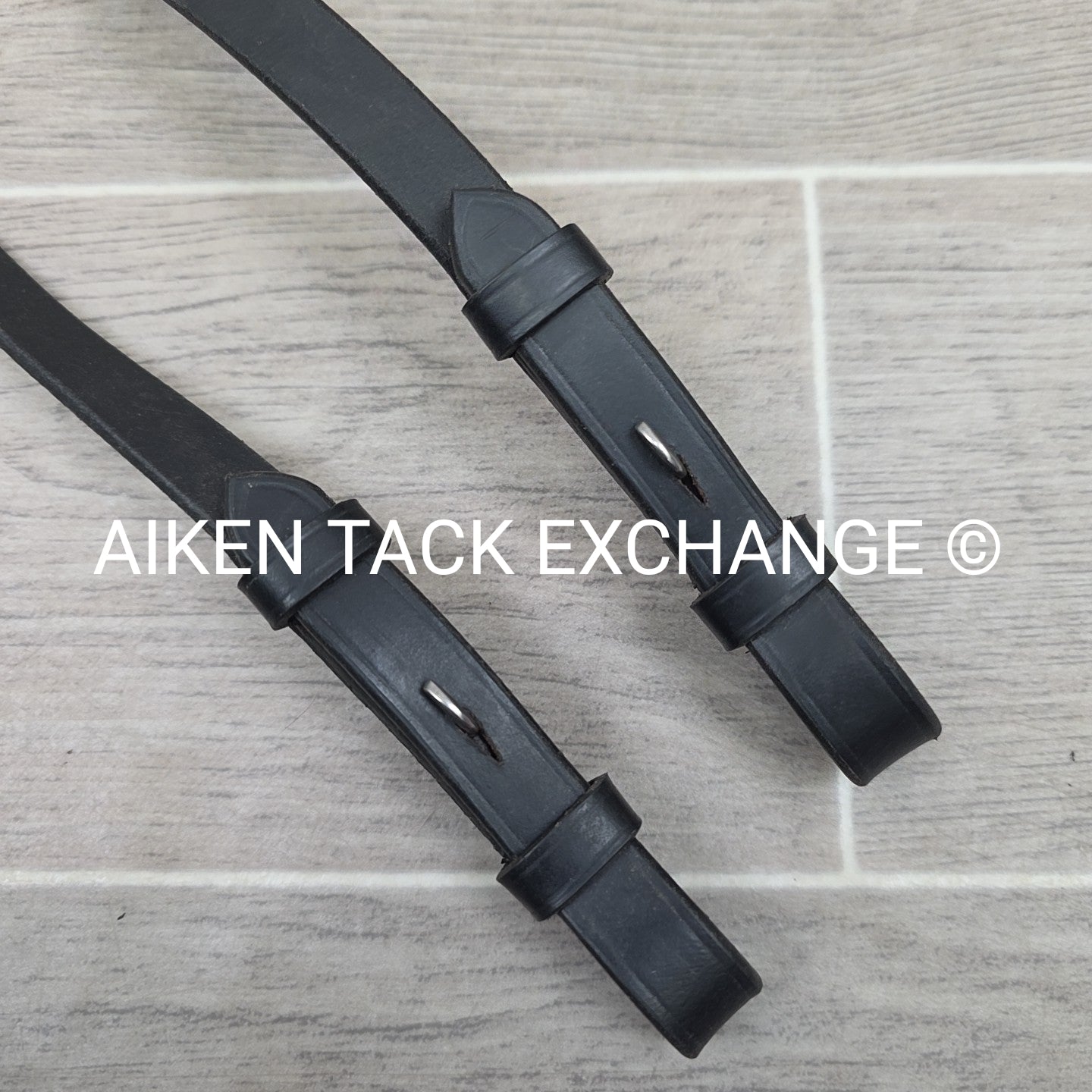 Leather Reins with Hand Stops, Black, Size Full