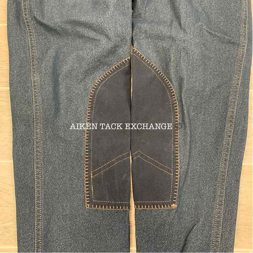 On Course Denim Knee Patch Breeches, Size 32