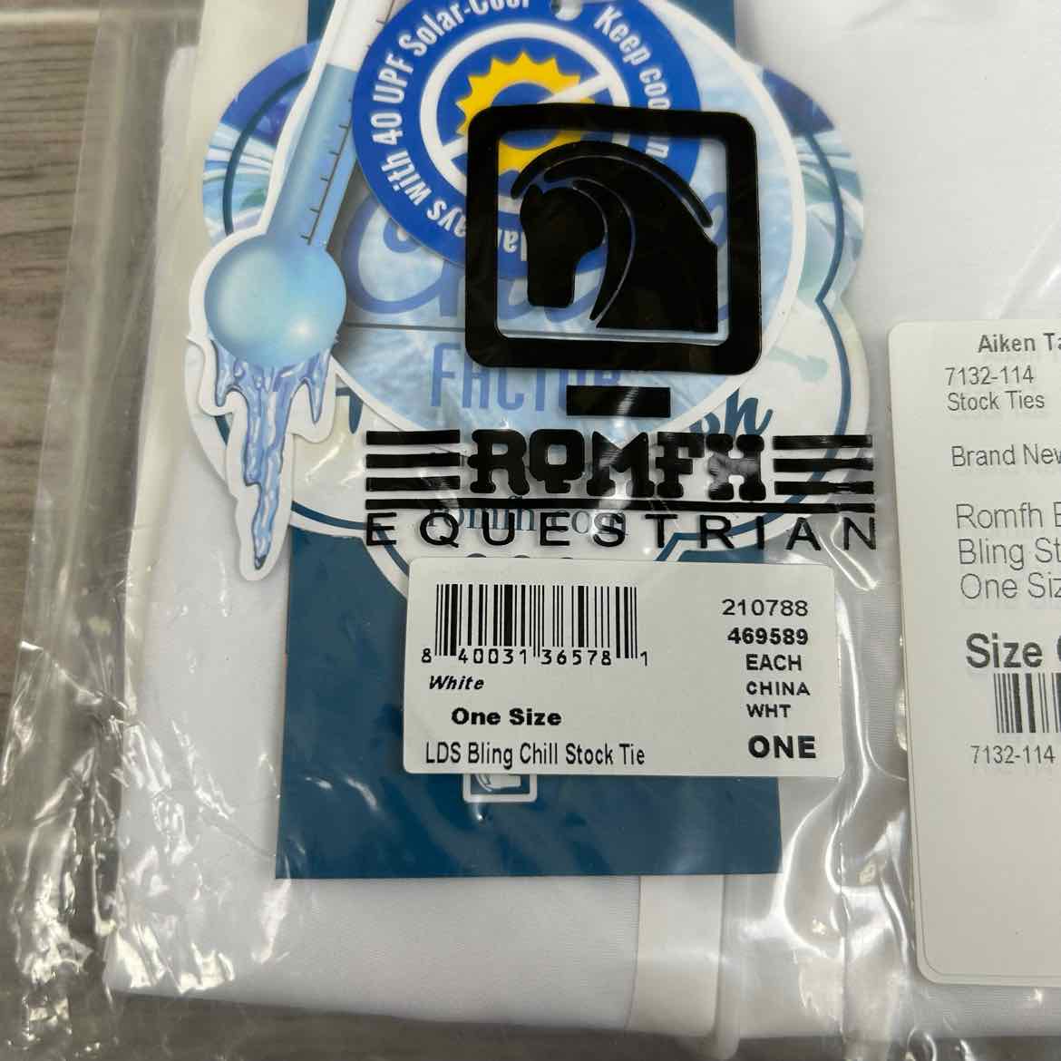Romfh Bling Pre Tied Bling Stock Tie, White, One Size, Brand New